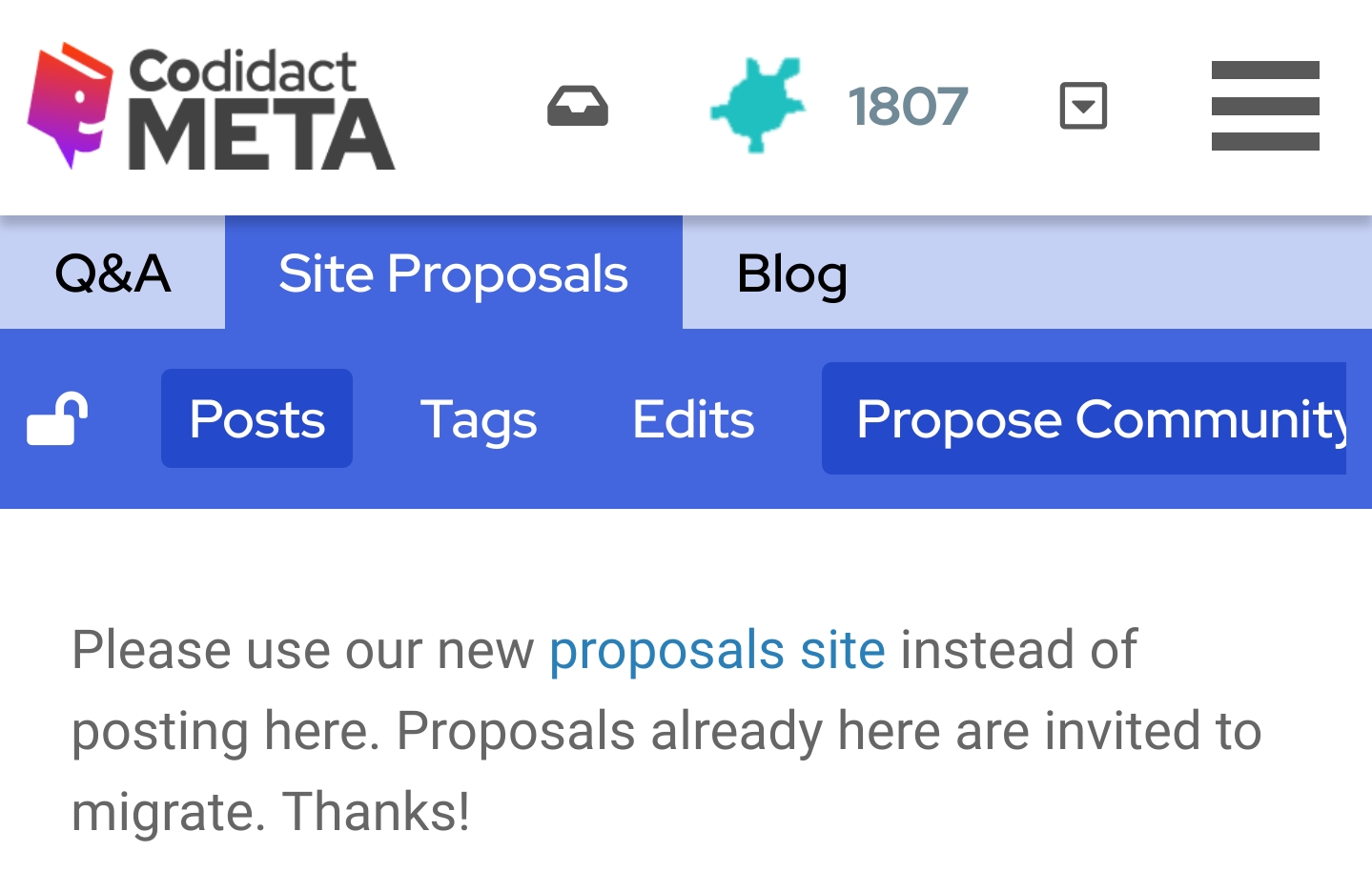 Site Proposals category showing a link in the description