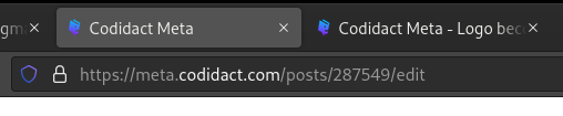 Browser tab for editing a question, with title "Codidact Meta"