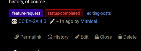Screenshot of an example, showing an edit made about an hour ago by Mithical