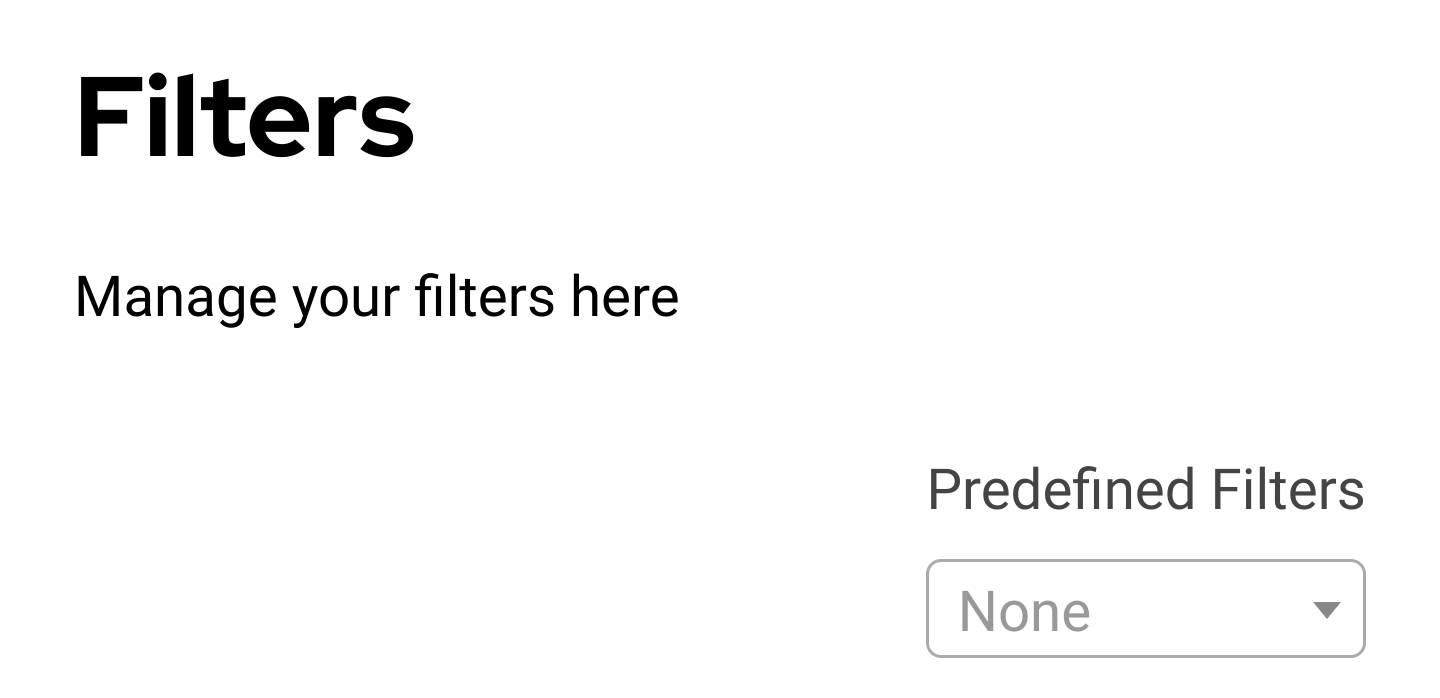 The filters section of the user page, showing a drop down box set to "None"