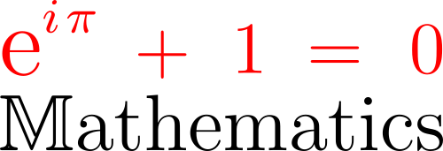 e to the i pi formula above and blackboard bold Mathematics below