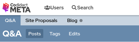 Page header showing a grey circle next to the Blog tab