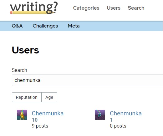 Screengrab of users page