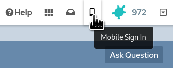 Mobile Sign In button in page header