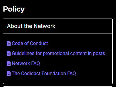 screenshot of site policy webpage