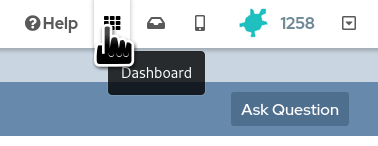 The 3 by 3 grid of squares icon representing the dashboard at the top right of the screen